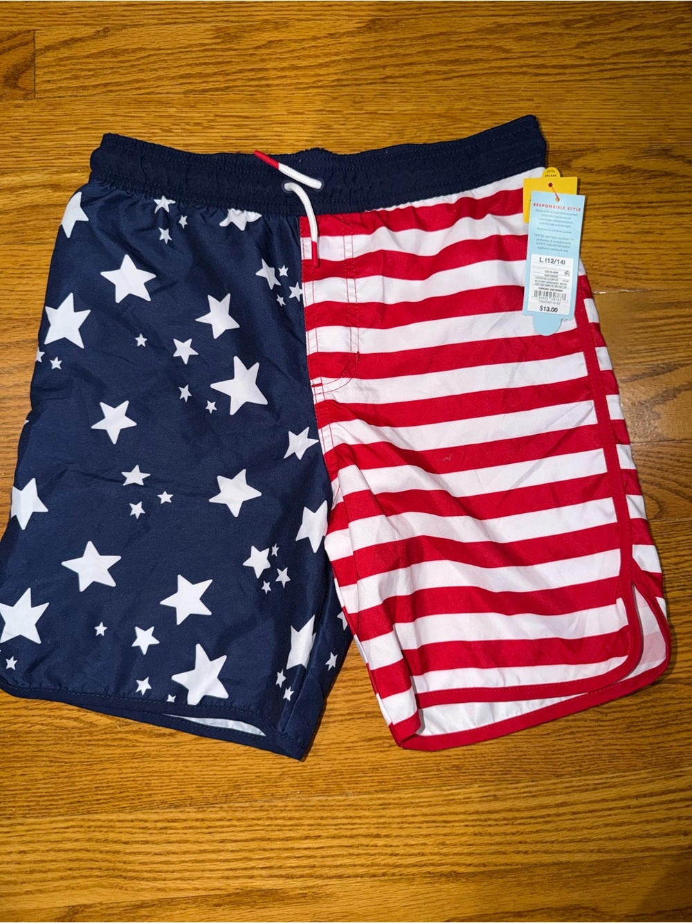 Target Red, White & Navy Striped Swim Shorts